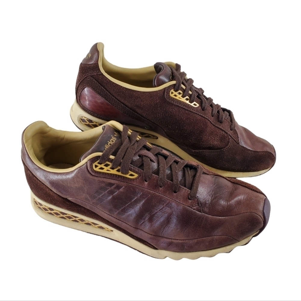 Adidas Shoe O-Type Run Originals Leather Suede Men 8.5 Brwn Fashion Trainer RARE